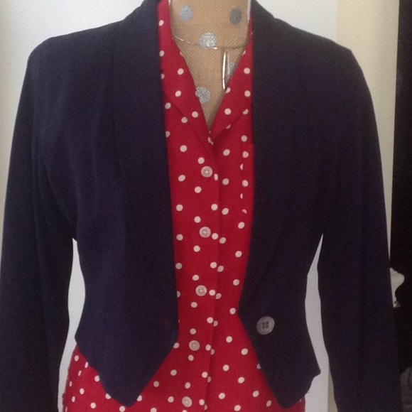 Anne Klein one button navy jacket. - Picture 3 of 6
